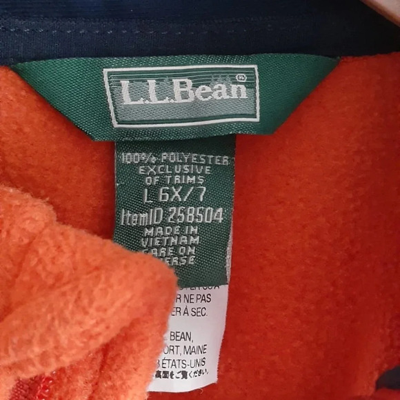 LL Bean orange  Kids Fleece Vest Jacket - Picture 2 of 7